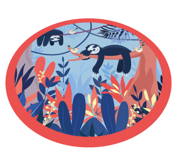 Prizor iz džungle, lenivci vinilni tepih s potiskom živali - TenStickers