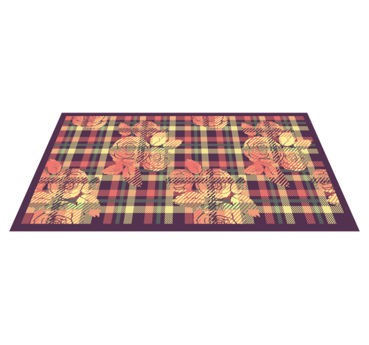 Karirasti vzorec z vrtnico preproga dnevne sobe - TenStickers