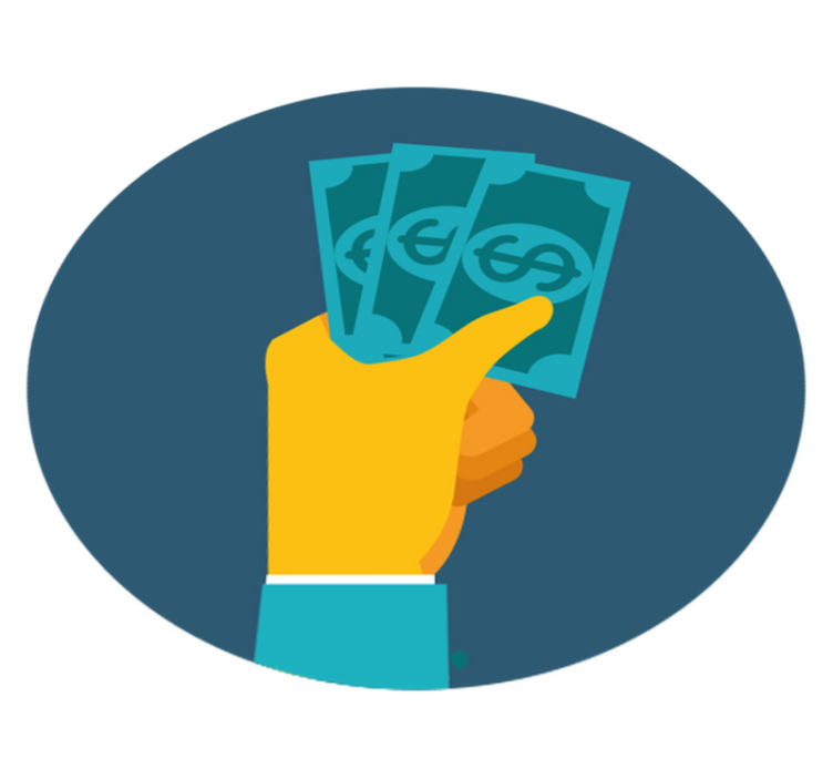 Risanka roka z denarjem domača pisarna vinil preproga - TenStickers