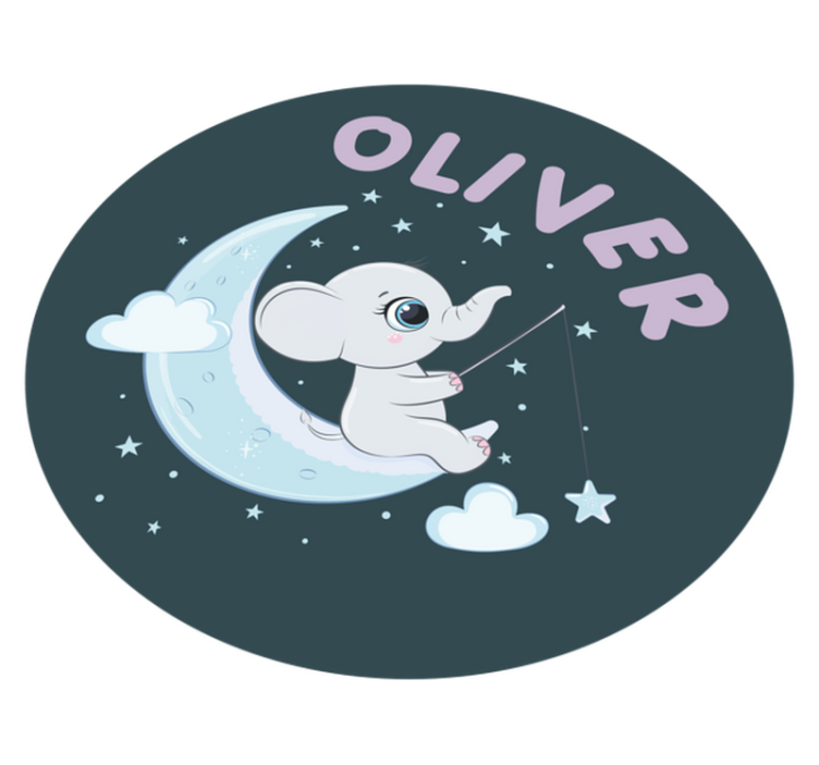 Slon na luni z imenom Vinilna preproga za dojenčke - TenStickers