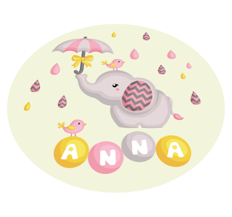 Cute elephant design vinilna preproga z imeni - TenStickers