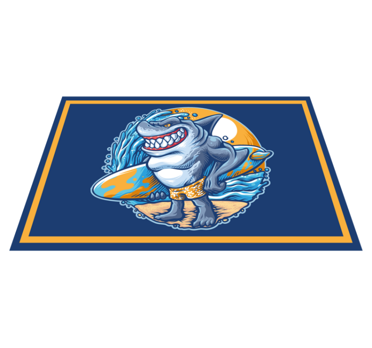 Surfboard morski pes risanka sodobna preproga - TenStickers