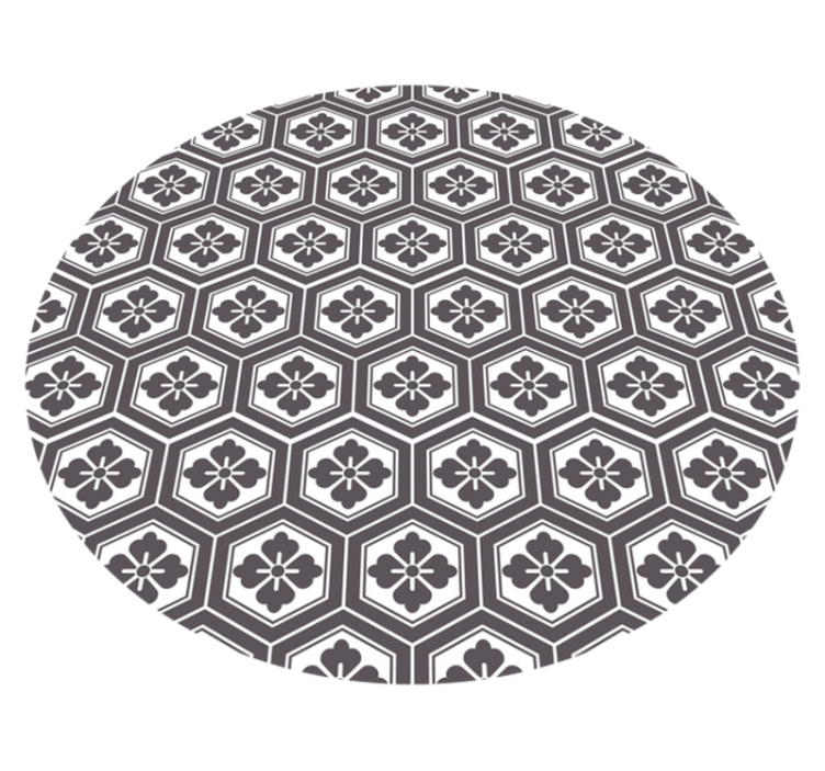Hexagonal floral motif okrogla vinilna preproga - TenStickers