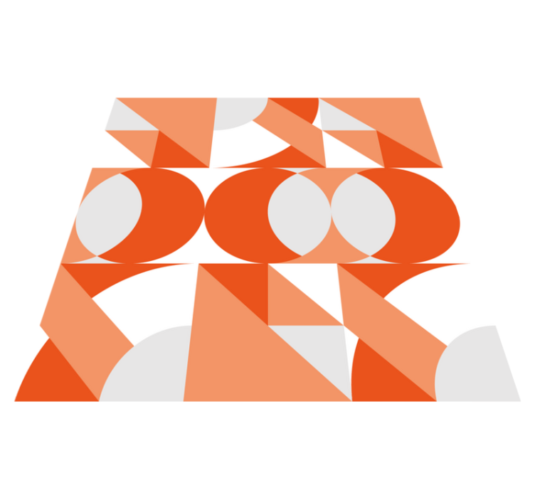 Oranžno bela barva kvadratna vinilna preproga - TenStickers