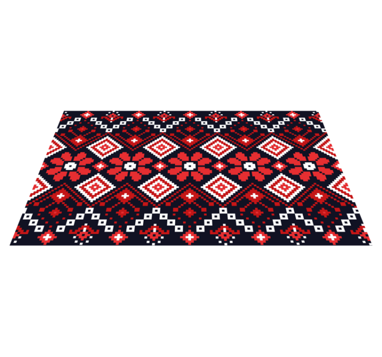 Bela in rdeča etnična preproga z geometrijskim vzorcem - TenStickers