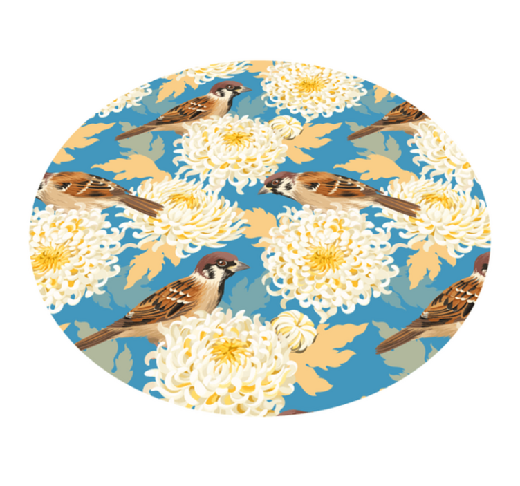 Sparrow floral pattern cvetlična vinilna preproga - TenStickers