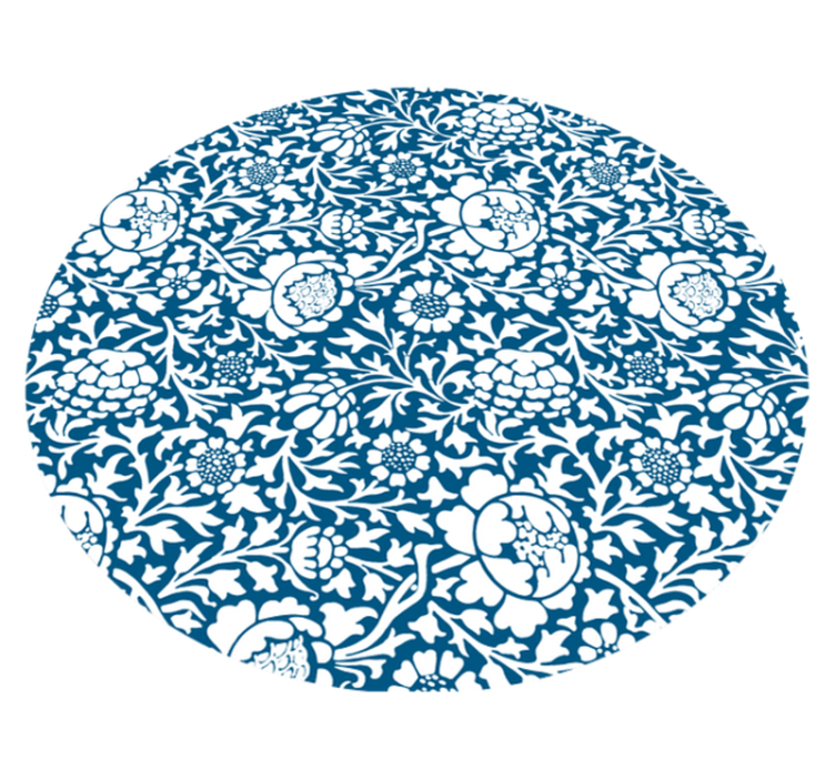 Krožna preproga z morsko modro floro - TenStickers