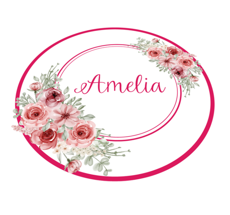 Cvetlični monogram z imenom Vinilne preproge za spalnico - TenStickers