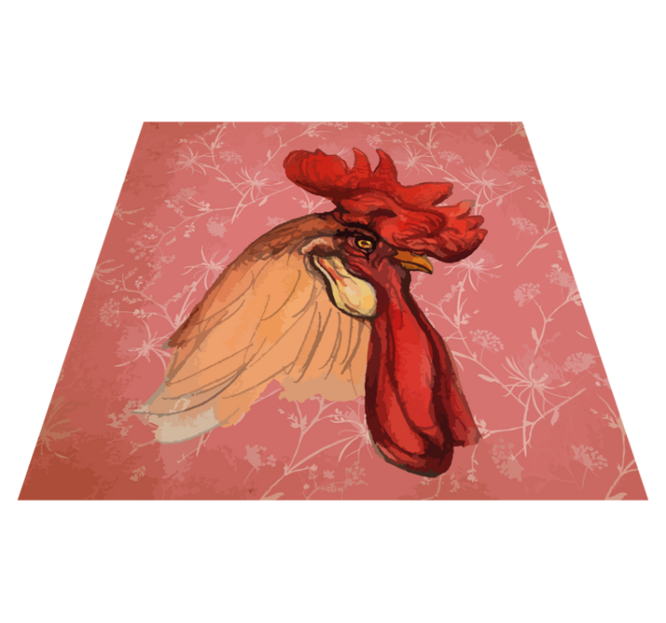 Rooster floral motif vinilni tepih s potiskom živali - TenStickers