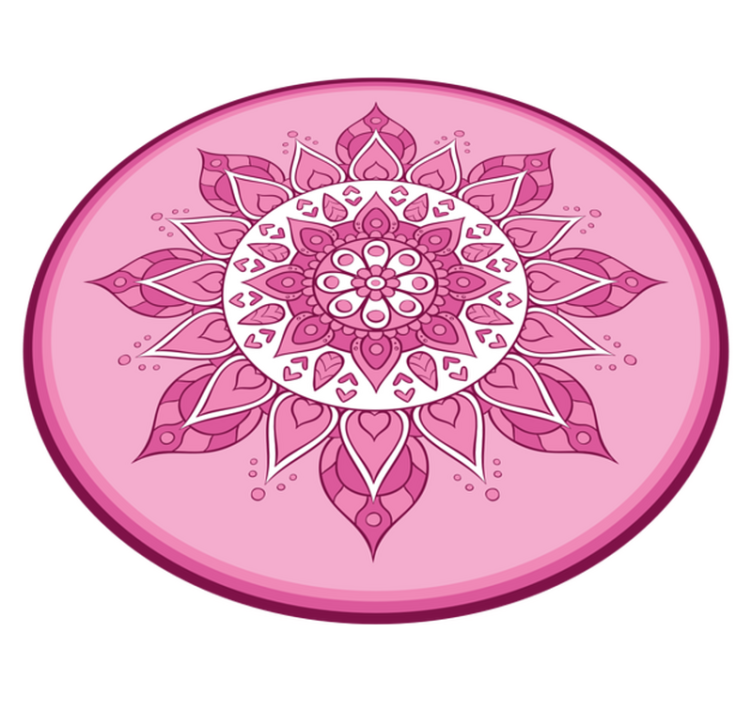Pink floral meditation vinilna preproga mandala - TenStickers