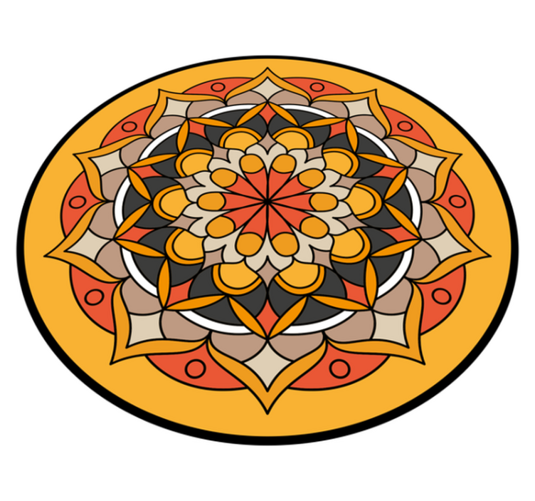 Oranžna mandala s cvetlično mandalo vinilno preprogo - TenStickers
