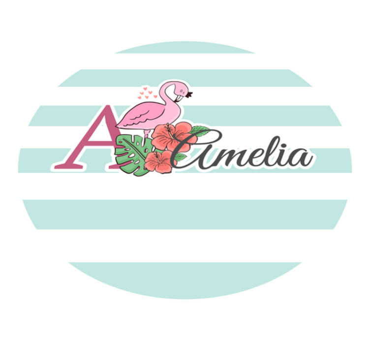 Dekoracija s flamingi Vinilna preproga z imeni - TenStickers