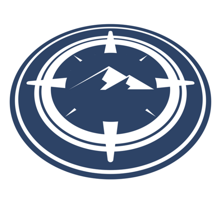 Gorski dizajn s kompasom Okrogla vinilna preproga - TenStickers