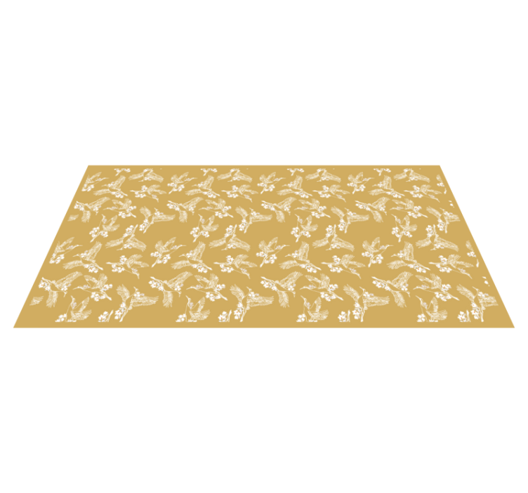 Elegantni cvetovi kolibrijev Naravne vinilnea preproga - TenStickers