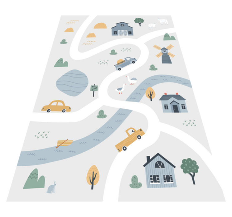 Igriva zasnova cestišča Vinilne preproge z vzorcem cest - TenStickers