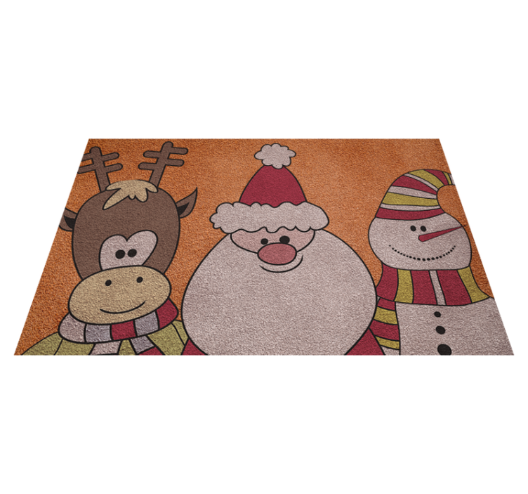 Reindeer, Santa in Snežak Božična vinilna preproga - TenStickers