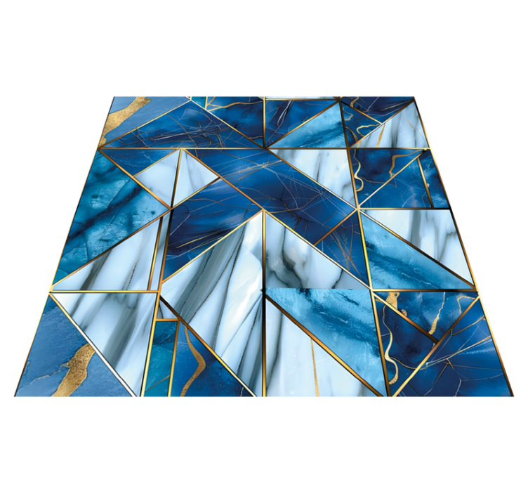 Geometric blue marble and golden effect vinilna preproga - TenStickers