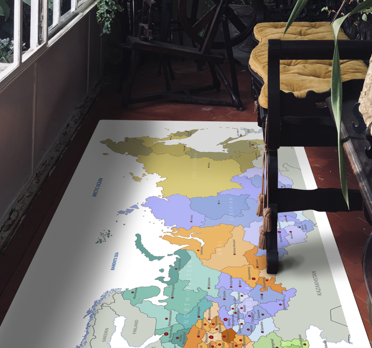 Ruske regije Vinilna preproga z zemljevidom sveta - TenStickers