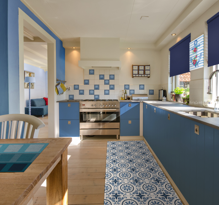 Blue nautical pattern vinilna talna obloga ploščice - TenStickers