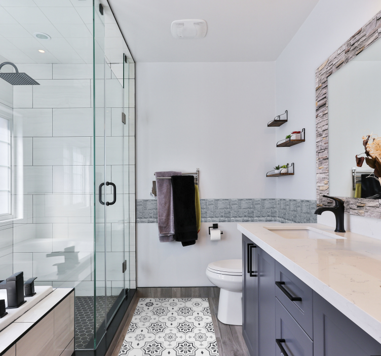 Siva pantonska ploščica vinil preproga - TenStickers