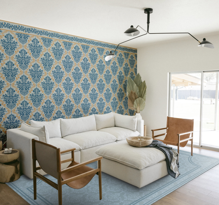 Nežno modra baročna Vinilna preproga za jedilnico - TenStickers