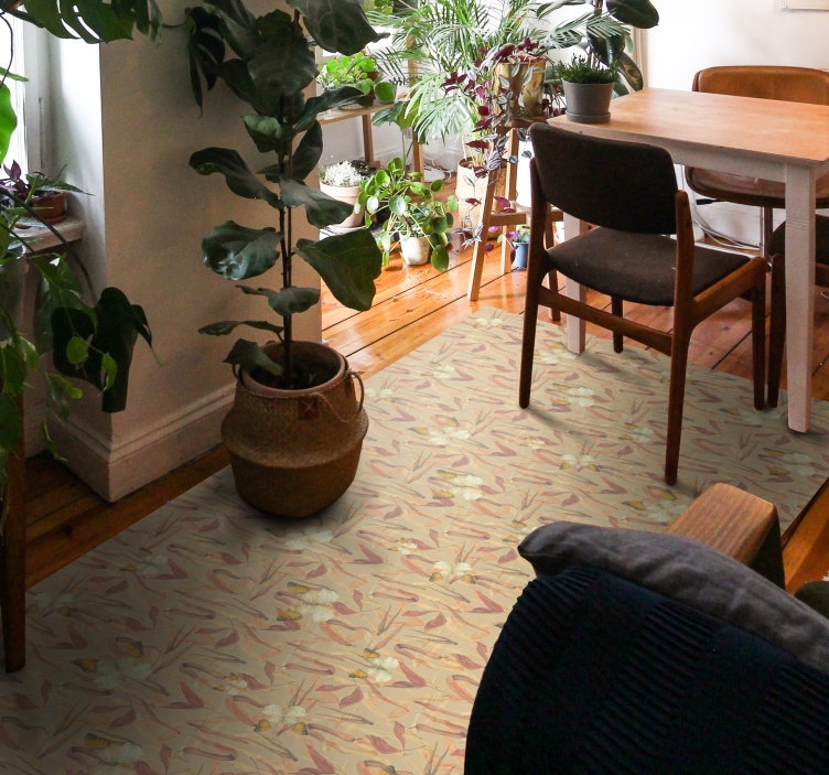 Floral patterned ensemble vinilna preproga za dnevno sobo - TenStickers