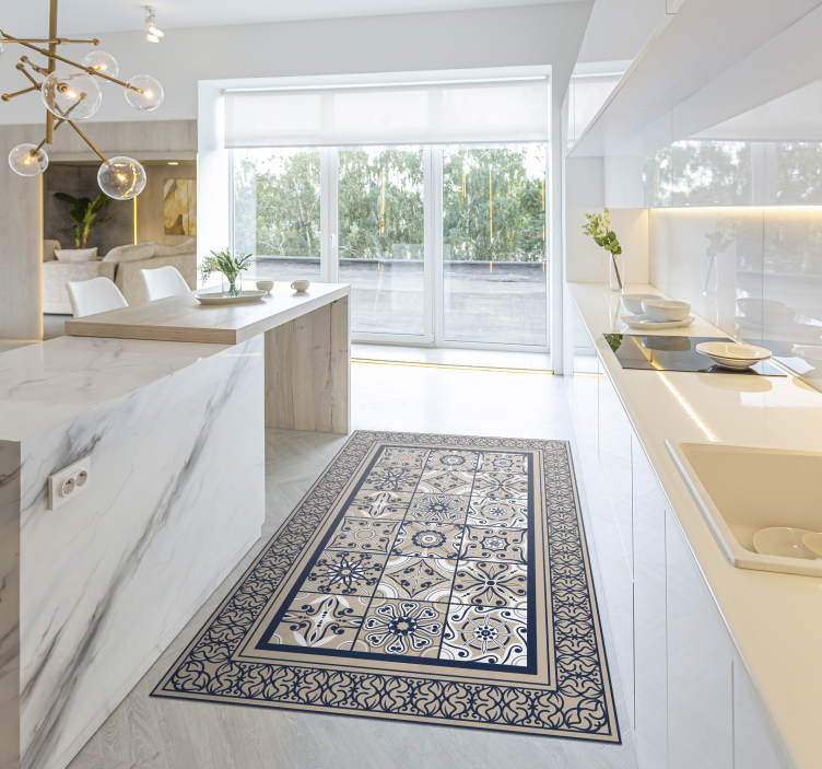 Brown vintage tiles vinilna talna obloga v imitaciji ploščic - TenStickers