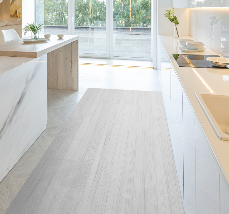 Bela lesena vinilna preproga za kuhinjo - TenStickers