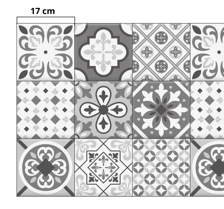 Hidraulic ploščice efekt sive barve preproga - TenStickers