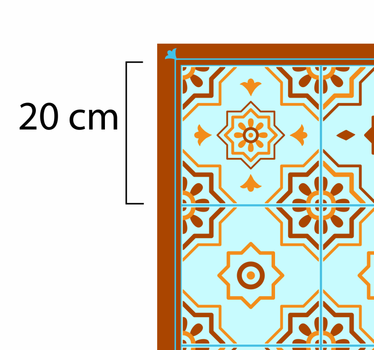 Oranžna in modra mozaična ploščica vinil preproga - TenStickers