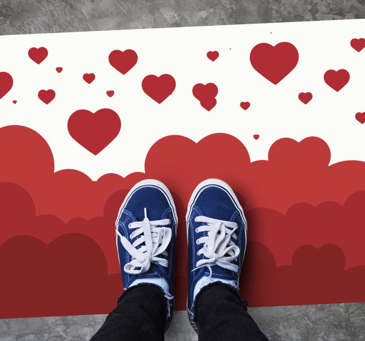 Rdeče srce oblak vzorec Vinilne preproge za spalnico - TenStickers