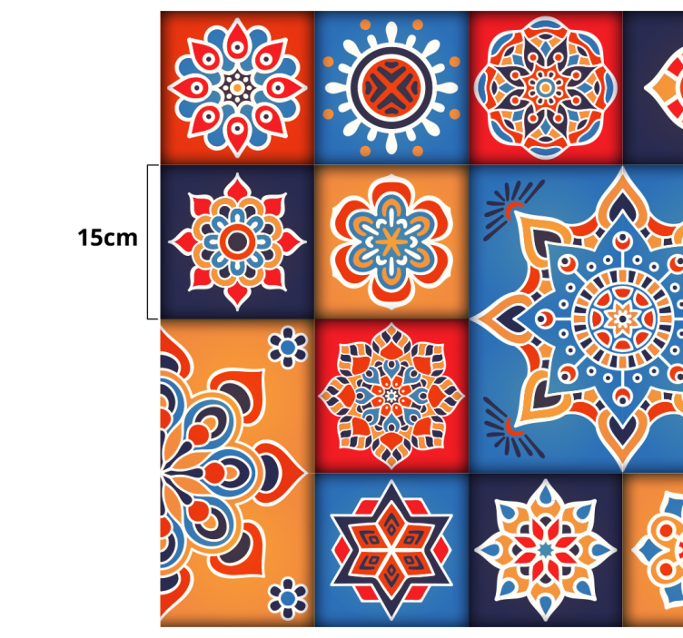 Pisane cvetlične ploščice talne ploščice za kuhinjo - TenStickers