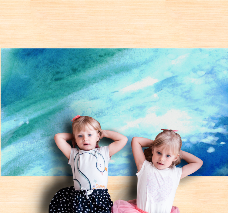 Abstraktni tok v akvamarinski barvi vinilna preproga - TenStickers