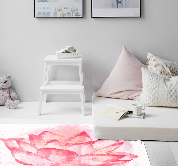 Akvarel lotus cvetlična vinilna preproga - TenStickers