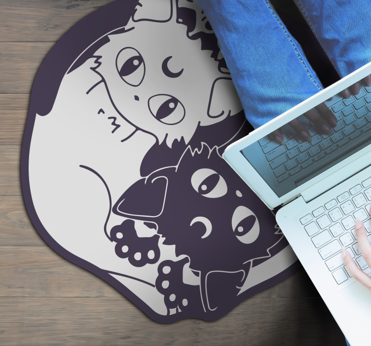 Anime mačka yin yang vinil preproga - TenStickers