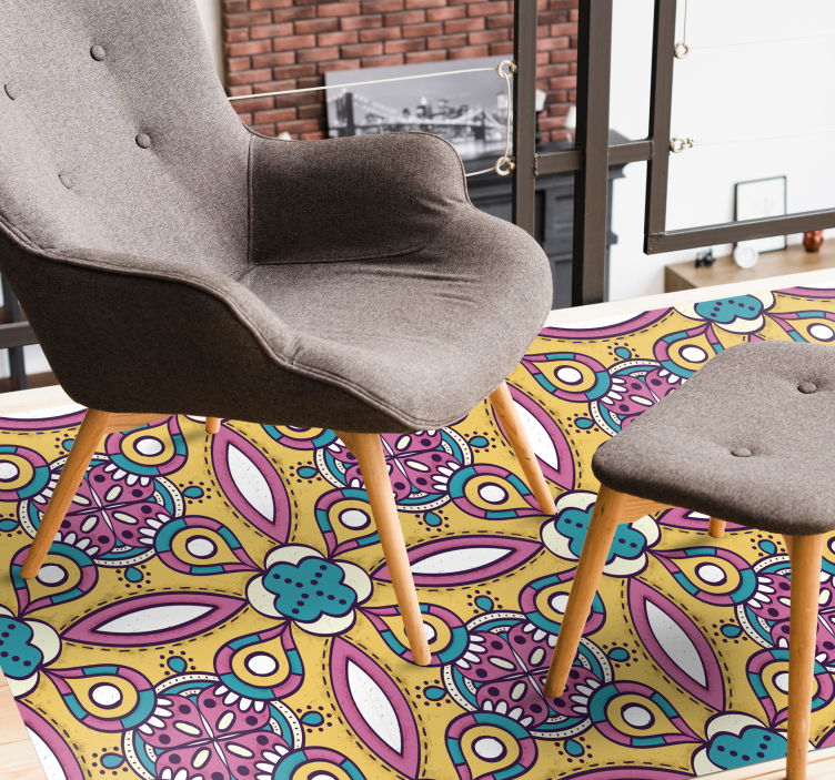 Ansambel s cvetličnimi motivi cvetlična vinilna preproga - TenStickers