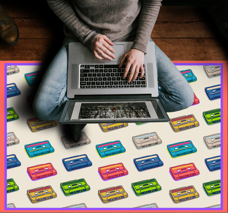 Pisane kasete Vintage vinilna preproga - TenStickers