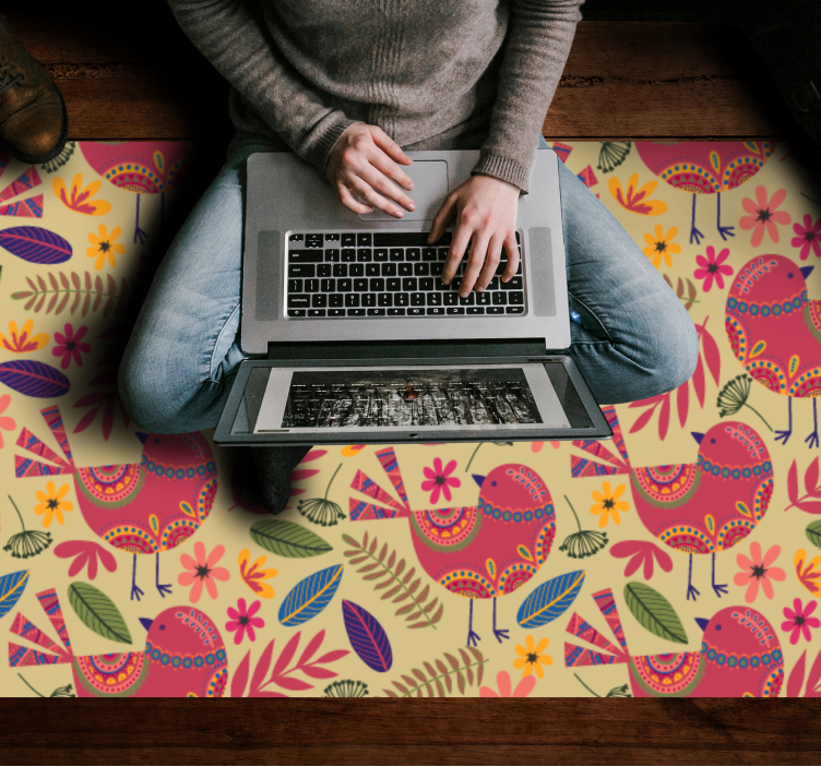 Barviti ptičji motivi cvetlična vinilna preproga - TenStickers