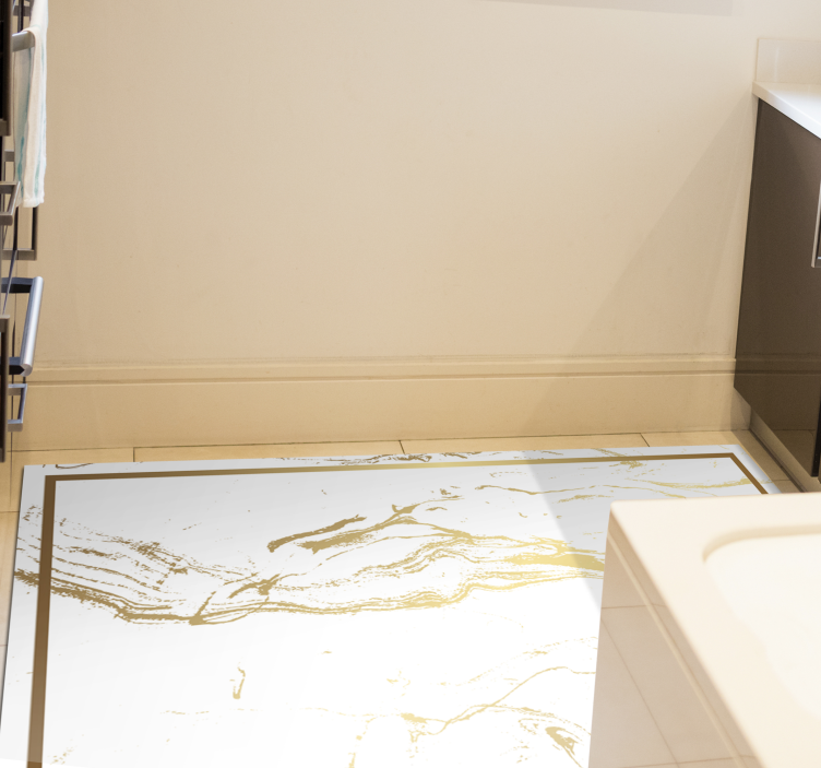 Bela in zlata marmorna efektna tekstura vinil preproga - TenStickers