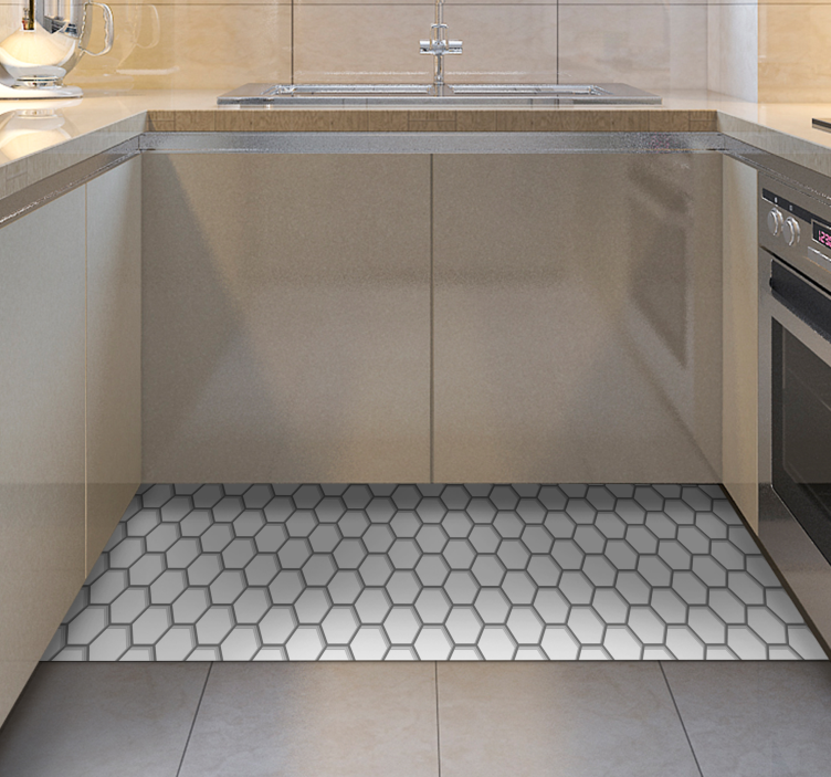 Bele šesterokotne ploščice kuhinjske talne ploščice - TenStickers