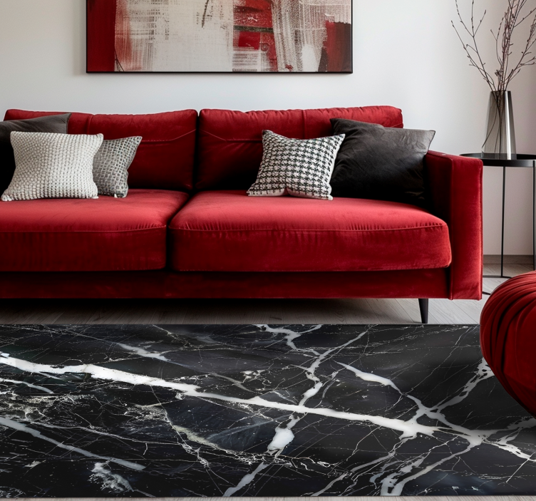 Beli odtenki marmorja Črni vinilni preproga - TenStickers