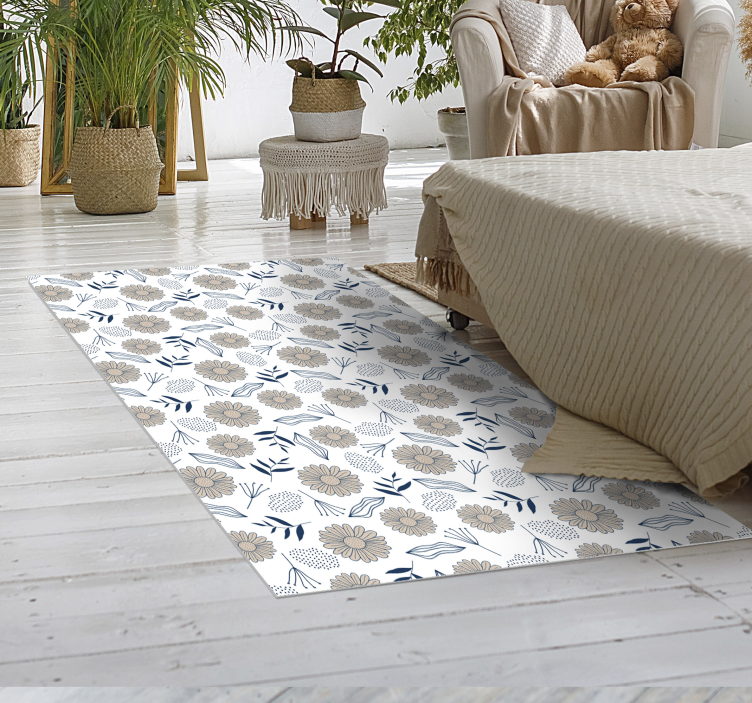 čudovita bež marjetica preproga za vinsko spalnico - TenStickers