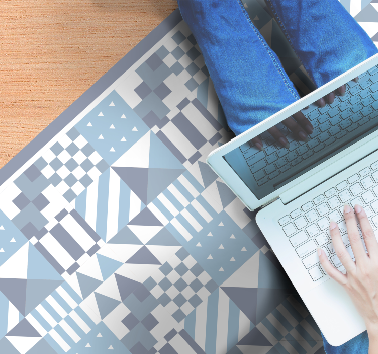 Blue geometric patterns vinilna talna obloga - TenStickers