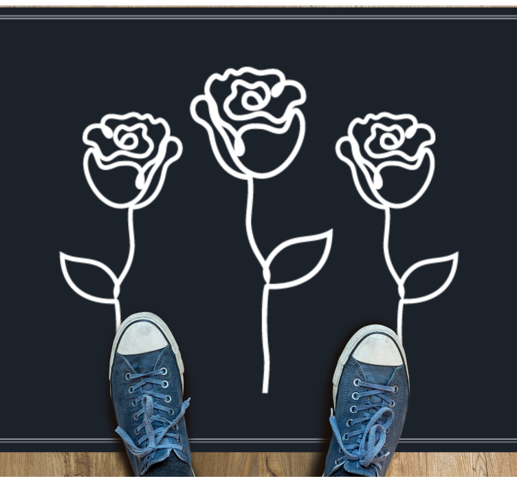 Botanična skica cvetlična vinilna preproga - TenStickers