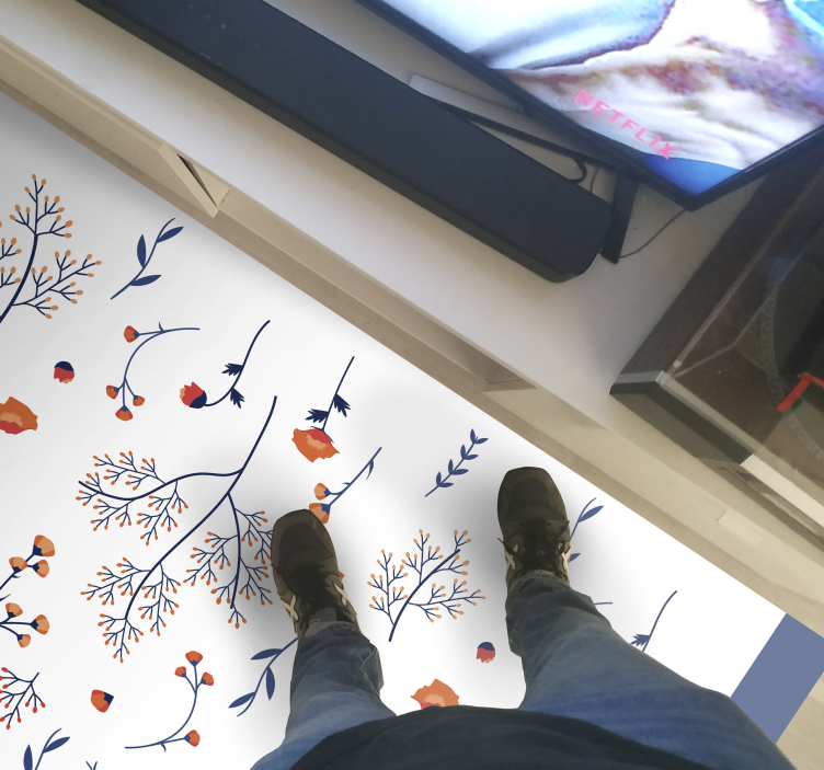 Botanični jesenski motiv cvetlična vinilna preproga - TenStickers