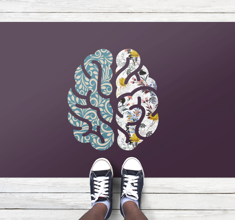 Botanični jin jang cvetlična vinilna preproga - TenStickers