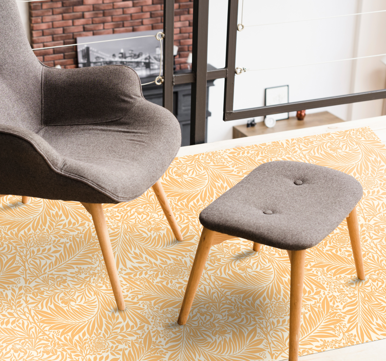 Botanični listnati vzorec cvetlična vinilna preproga - TenStickers