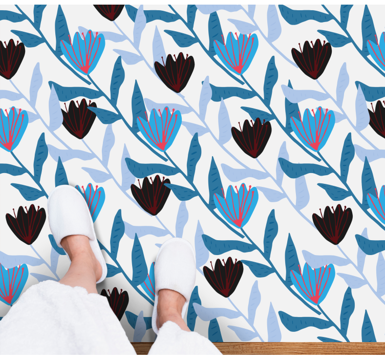 Botanični listni aranžma cvetlična vinilna preproga - TenStickers