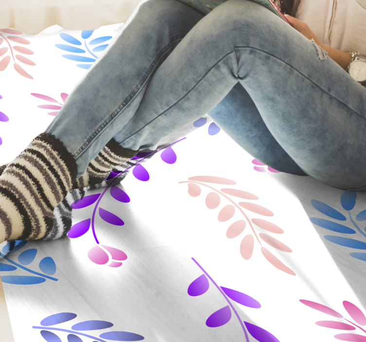 Botanični listni element cvetlična vinilna preproga - TenStickers