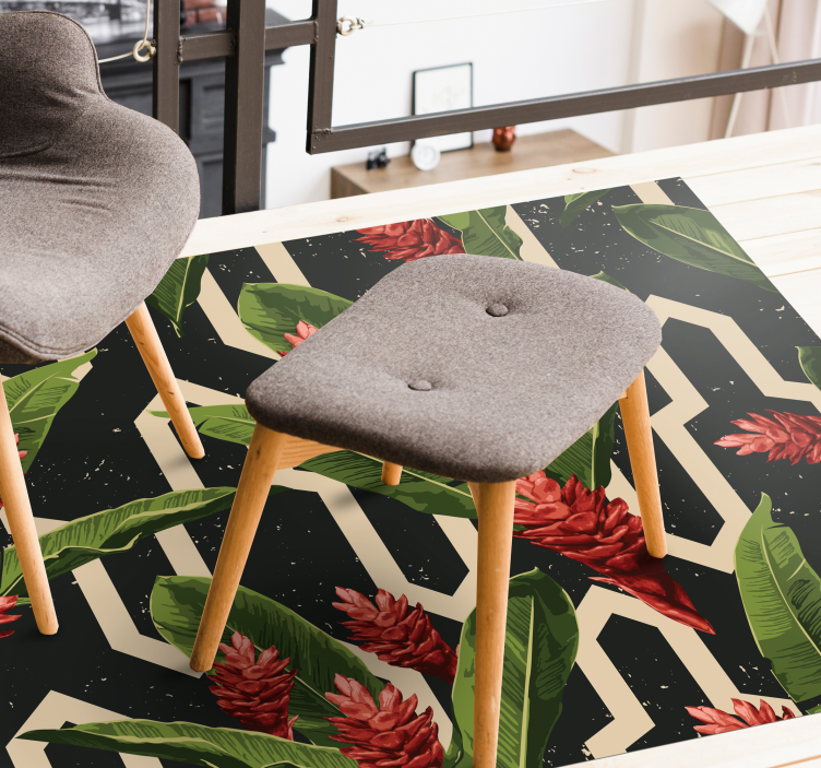 Botanično geometrijsko cvetlična vinilna preproga - TenStickers